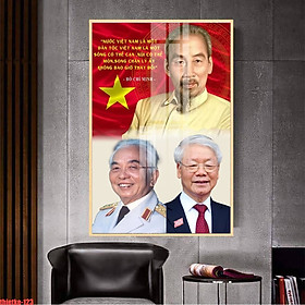 Mua Tranh  Bác Hồ Chí Minh - Bác Võ Nguyên Giáp - Bác Nguyễn Phú Trọng  chất liệu gỗ in tráng gương bọc viền
