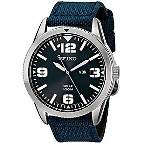 Seiko Men's SNE329 Sport Solar-Powered Stainless Steel Watch with Blue Nylon Band