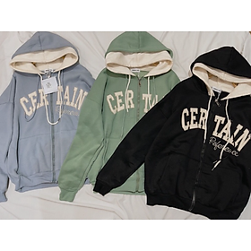 Áo khoác nỉ CERTAIN kéo khóa (ảnh thật), Áo Khoác hoodie Mũ Nỉ CERTAIN from rộng unisex ulzzang phong cách hàn quốc, Áo khoác nỉ, áo kiểu dáng hoodie form rộng cho nam nữ in chữ đẹp