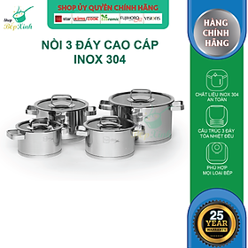 Mua Bộ Nồi Inox 304 Cao Cấp Fivestar 3 Đáy Từ 4 Món Nắp Kính ( tặng 10 muỗng ăn )