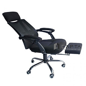 Mua Ghế xoay văn phòng lưng cao có gác chân nằm thư giãn CM4274-M Nội thất Capta Ghế trưởng phòng lưng lưới nệm vải màu đen khung nhựa PP màu trắng chân thép mạ chrome có bánh xe