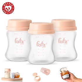 Bộ 3 bình trữ sữa mẹ cổ rông 140ml vừa với máy hút sữa RESONANCE Fatzbaby tặng 2 ziper 12cm