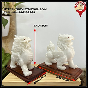 Mua Cặp 2 Tượng Đá Tỳ Hưu Phong Thủy Trang Trí Bàn Làm Việc - Cao 12cm - Đá Non Nước