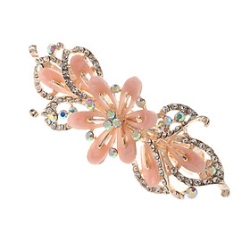 New Crystal Rhinestone Flower Hair Spring Clip Women Hair Jewelry Pink