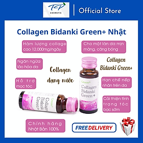 COLLAGEN Bidanki Green+ Nhật bản (dạng nước): Hấp Thụ Nhanh, Đẹp Da, Giữ Dáng, Hạn Chế Quá Trình Lão Hóa Da