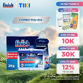 Combo phụ gia: Nước làm bóng 500ml + Dung dịch vệ sinh máy 250ml + Muối rửa chén bát 1kg