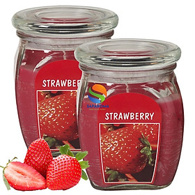 Combo 2 hũ nến thơm tinh dầu Bolsius Strawberry 305g - hương dâu tây, nến trang trí, thơm phòng, thư giãn, Hỗ trợ khử mùi