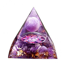 2X Amethyst Orgone Pyramid Figurines Home Meditation Crystals Handmade Scrying