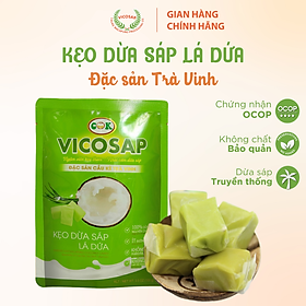 Kẹo dừa sáp VICOSAP vị lá dứa kẹo mềm dẻo ít đường đặc sản Trà Vinh