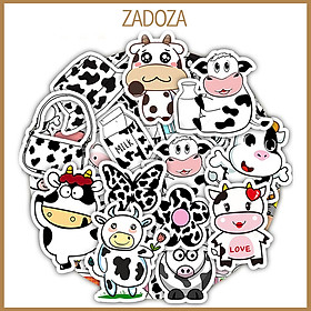 Sticker bò sữa decal milk cow hình dán laptop , điện thoại hình dán trang trí vali ván trượt, mũ bảo hiểm, bình nước