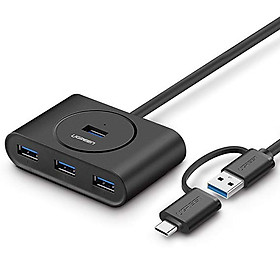 Hình ảnh Bộ Chia USB 3.0 4 Cổng - Kết Hợp USB Type - C Ra 4 Cổng USB 3.0 Ugreen - Hàng Chính Hãng