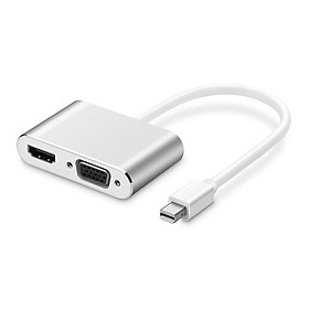 iSky mini DP to HDMI/VGA converter 4K HD video adapter cable TV projector Apple laptop patch cord silver