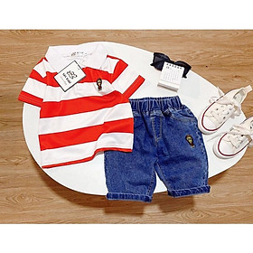 Set Polo thêu + quần jean co giãn cho bé 10-30kg