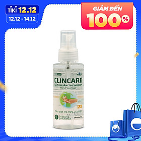 Xịt sát khuẩn tay nhanh khô và bề mặt vật dụng Clincare SH 70ml