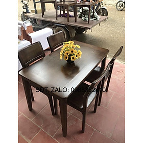 Bàn ăn bốn ghế gỗ sồi đen