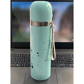 BÌNH GIỮ NHIỆT INOX 500ML VACUUM CUP IN HÌNH DỄ THƯƠNG CÓ DÂY XÁCH - HÌNH NGẪU NHIÊN