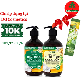 Cặp dầu gội xả thảo dược gừng dừa Cocayhoala hỗ trợ trị gàu, giảm nấm ngứa