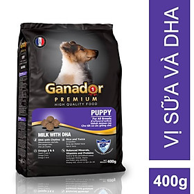 Combo 5 gói thức ăn hạt chó con vị sữa ganador puppy milk with dha gói 400g - yonapetshop