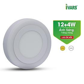 Mua Đèn LED Ốp Nổi 2 Màu Ánh Sáng Thương Hiệu IVARS - Công Suất 6+3W/12+4W/18+6W - Hàng chính hãng