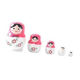 5 Pieces Wooden Russian Nesting Dolls Creative Nested Toy stackable Dolls Matryoshka Dolls for Party Room Decoration Ornaments Collection
