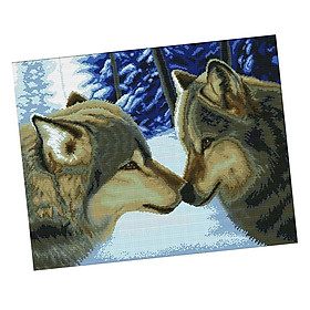 Wolf Stamped Cross Stitch Kit Handmade Needlework for Beginners 11CT