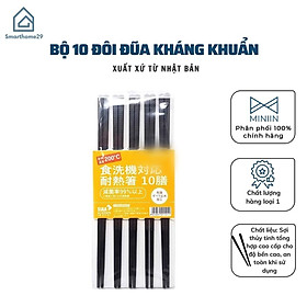 Set 10 Đôi Đũa Kháng Khuẩn Nội Địa Nhật Bản - HÀNG LOẠI 1- CHÍNH HÃNG MINIIN- Tặng kèm 2 khăn lau bếp