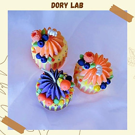 Nến Thơm Handmade Bánh Kem Xương Rồng Tròn Mix Trái Cây - Dory Lab