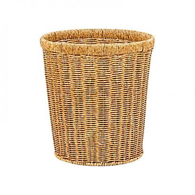Woven Waste Bin Kitchen Trash Basket Round Garbage Container Bin Sundries Garbage Can Household Trash Can for Home Nursery Kitchen Playroom