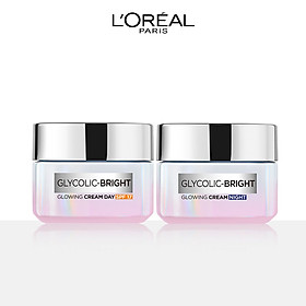 Bộ Kem Dưỡng L'Oreal Paris Ngày Và Đêm Sáng Mịn Mờ Thâm Nám Glycolic-Bright Glowing Cream