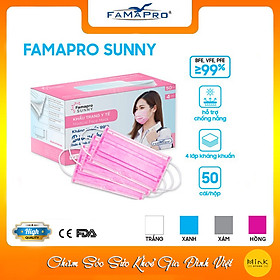 Khẩu trang y tế kháng khuẩn 4 lớp Famapro SUNNY Màu Hồng (50 cái/ hộp)