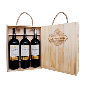 Mua Quà tặng hộp gỗ 3 chai vang Chile Santo Molina 1.5 lít