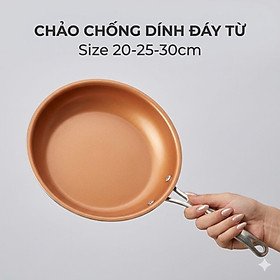 Chảo Chống Dính Đáy Từ Mishio (Size 20, 25, 30cm) MK430 MK431 MK432 - Chống Dính Gốm Cao Cấp, An Toàn Sức Khỏe, Dùng Cho Mọi Loại Bếp - hàng chính hãng
