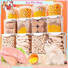 Thức ăn sấy khô cho chó mèo nhiều vị thơm ngon hấp dẫn (Cá hồi, tai thỏ, gà đen, phô mai viên)