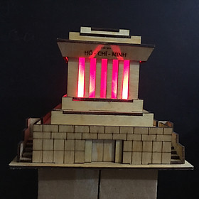 Mô hình lăng Chủ tịch Hồ Chí Minh bằng gỗ có đèn ( 13,5 x 13,5 x !3cm )