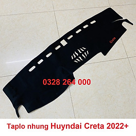 Thảm taplo nhung xe Hyundai Creta 2022 2023 Màu đen Hàng lông cừu có đễ chống trượt - chuẩn theo form xe