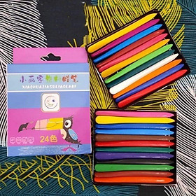 Hộp 24 chiếc bút chì màu sáp 100% hữu cơ an toàn cho bé trai và bé gái tô màu, tập vẽ tranh thiết kế bút dễ cầm, không lem màu ra tay hay quần áo, không mùi