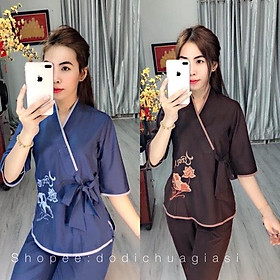 ĐỒ LAM ĐI CHÙA xéo nhật nơ thêu sen