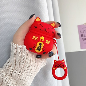 Mua Vỏ bảo vệ bao đựng tai nghe case dành cho airpods 1  2 chống va đập - Case mèo thần tài đỏ