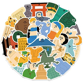 Sticker hội họa kỳ quan chibi trang trí mũ bảo hiểm,guitar,ukulele,điện thoại,sổ tay,laptop-mẫu S59