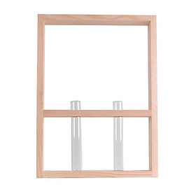 Wall Hanging Test Tube Flower Vase with Wooden Frame Stand Home Cafe Decor