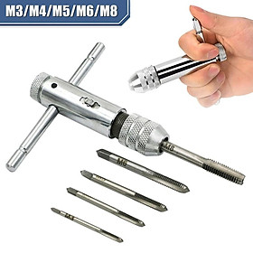 Cờ lê tay cầm tay tay T-Handle Ratchet có thể điều chỉnh với 5PCS M3-M8 3MM-8MM MÁY MÁY MÁY MÁY CHIẾN THẮNG KẾT