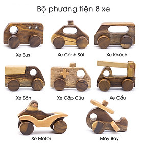 Bộ 8 Xe Phương Tiện Giao Thông - Đồ Chơi Gỗ Chàng Trai Gỗ