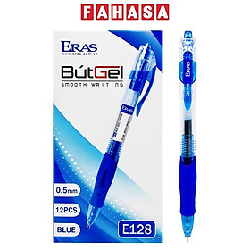 Hộp 12 Bút Gel Bấm 0.5 mm - Eras E128 - Mực Xanh
