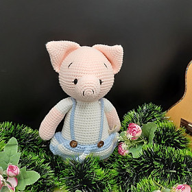 Gấu bông móc len Amigurumi cao cấp - Bé heo xinh tròn mặc váy quà tặng nhồi bông độc đáo cho bé- SP000035