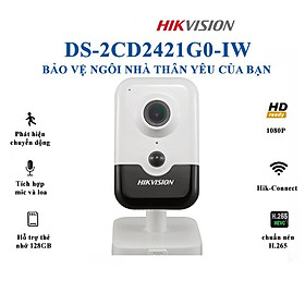 Camera wifi hikvison cube ds-2cd2421g0-iw h265+ đàm thoại 2 chiều - hàng chính hãng