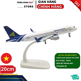 Mô Hình Máy Bay VietTravel Airline 20cm Kèm Đế Trưng Bày & Có Bánh Xe - Trần Minh Đạt Store