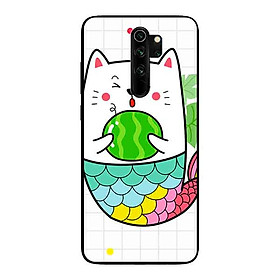Ốp Lưng in cho Xiaomi Redmi Note 8 Pro Mẫu Mèo Cá Ôm Dưa Hấu - Hàng Chính Hãng