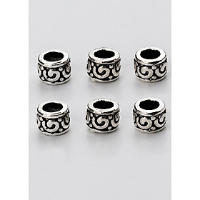 Hình ảnh Combo charm bạc hình trụ chặn hạt họa tiết hoa văn - Ngọc Quý Gemstones