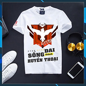 Áo Thun Free Fire Màu Trắng Cực Đẹp Vải Cotton - LOGO Rank Huyền Thoại