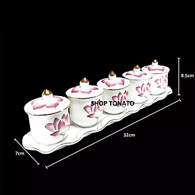Mua CHUNG NẮP BỘ 5 SEN TRẮNG 133 thờ cúng